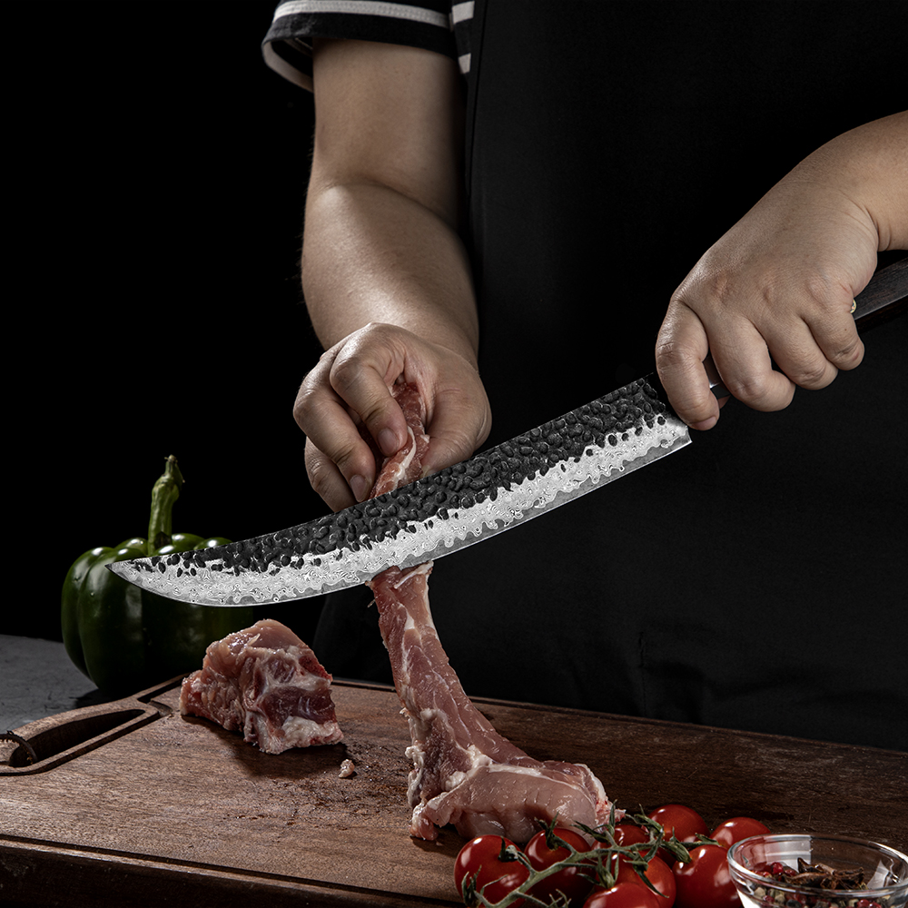 Damaškový kuchynský nôž YU-37437 - Santoku/Hnedá