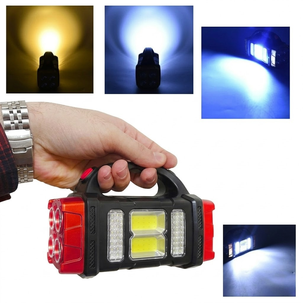 Solárna LED Kempingová Baterka s Powerbankou SR-40474 - Červená/Čierna