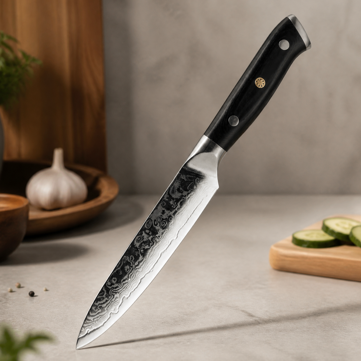 Damaškový kuchynský nôž KX-42114 - Chef/Čierna