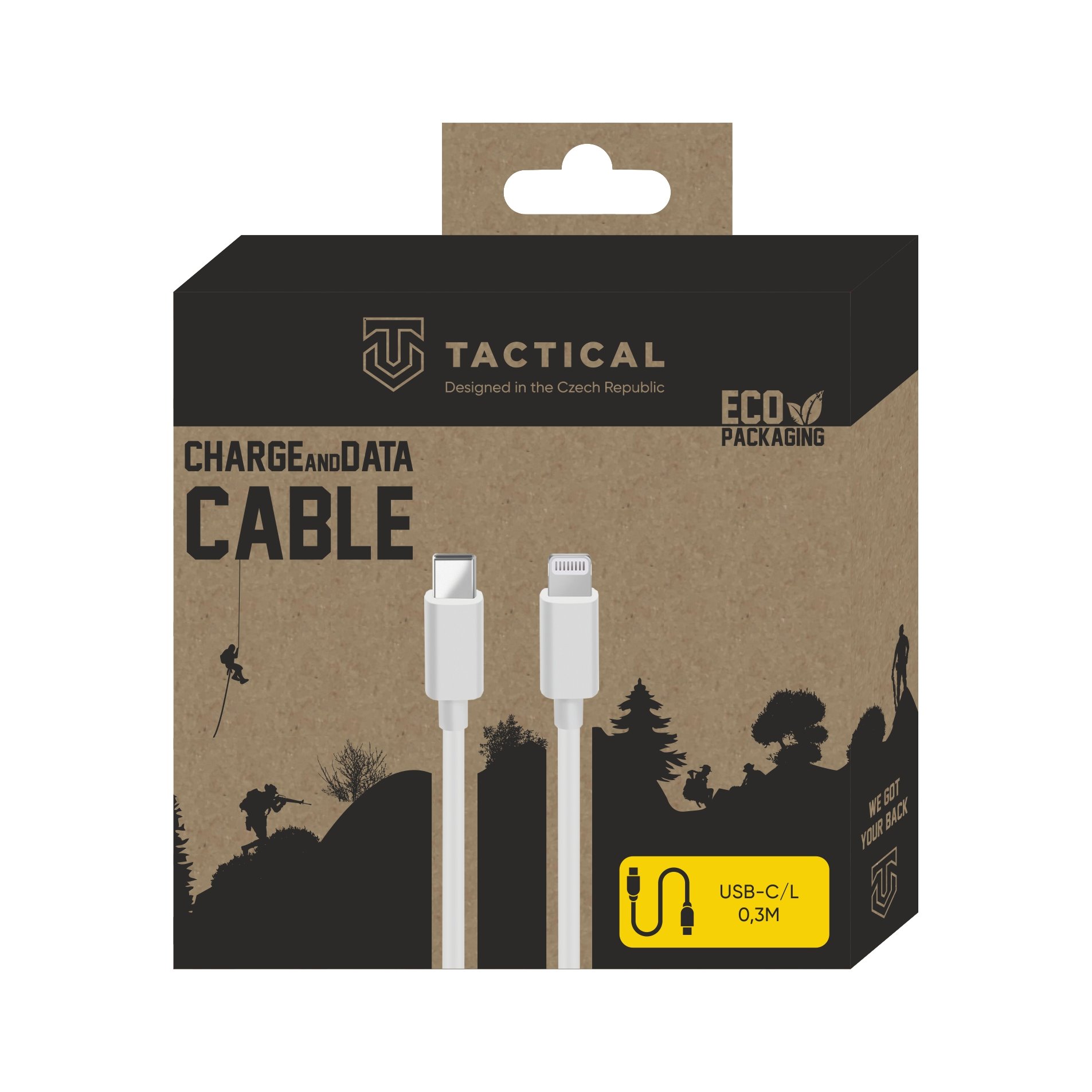Tactical Smooth Thread kábel USB-C/Lightning - 0.3m - Biela