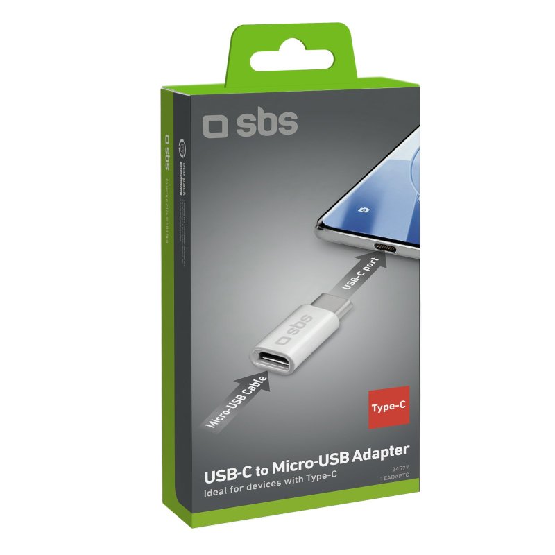 Adaptér SBS Micro USB na USB-C – Biela