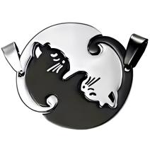 Prívesky na retiazku Double Cat - Circle/Čierna