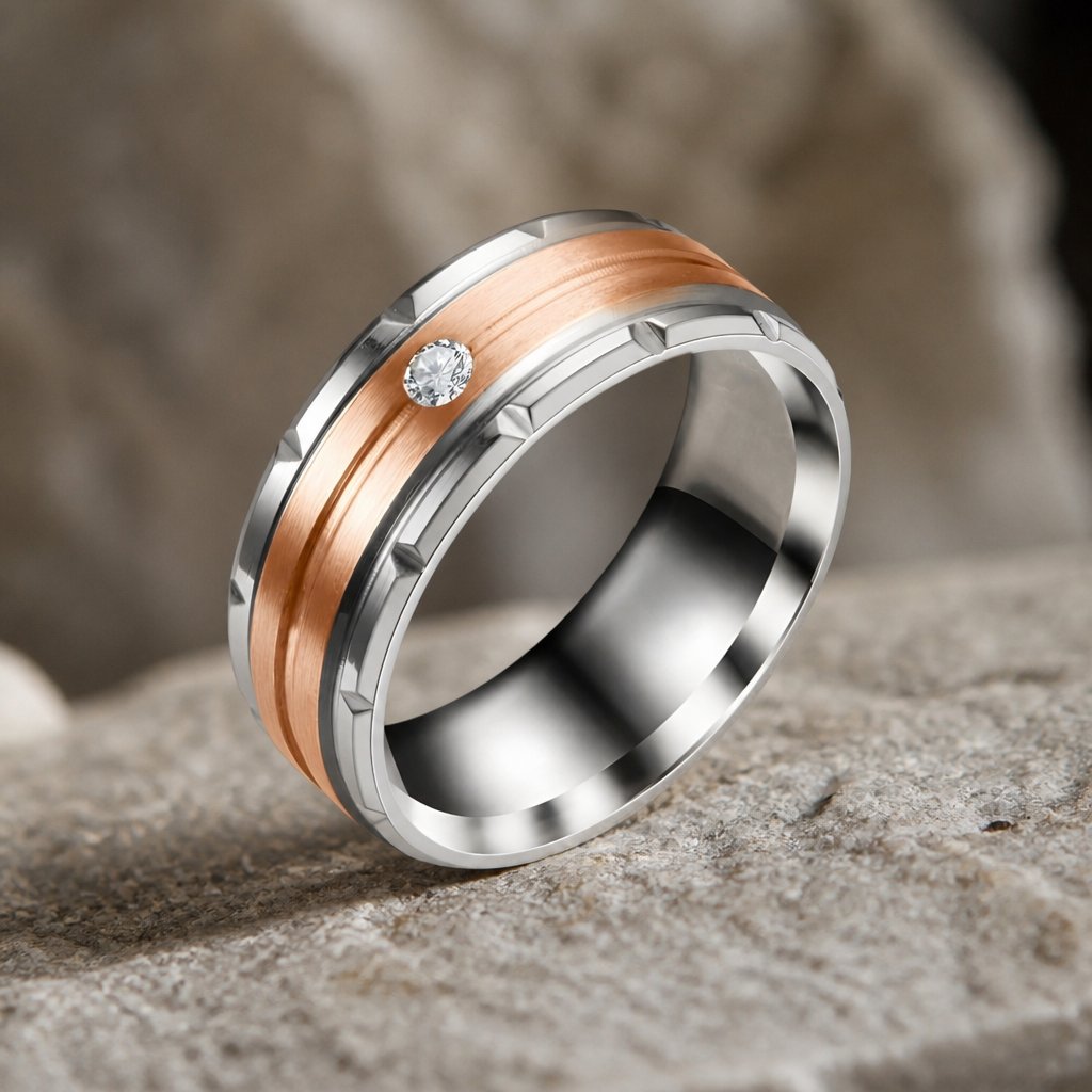 Prsteň IN-17404 - Strieborná/Ružovozlatá/52mm