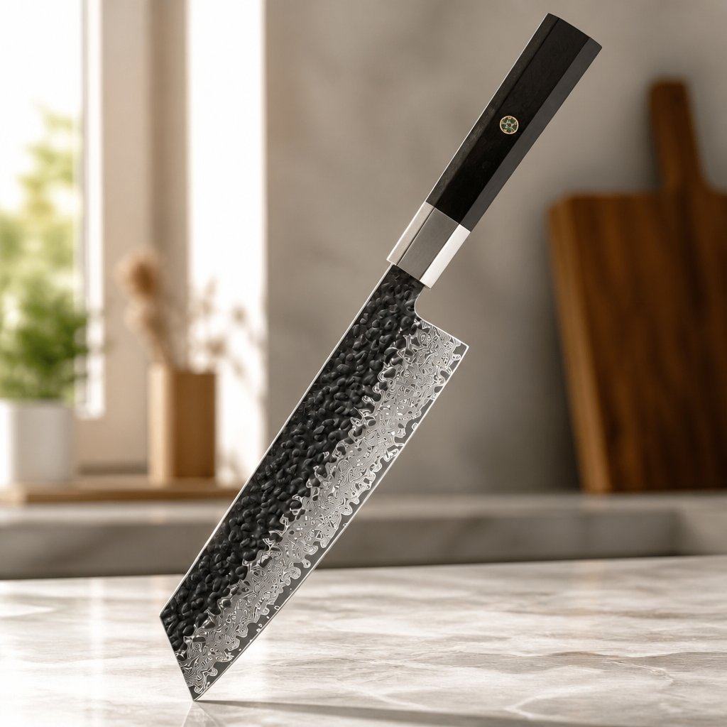 Damaškový kuchynský nôž YU-37440 - Kiritsuke/Hnedá